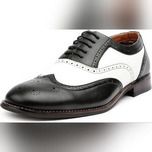 Ferro Aldo Black/White Oxford Wingtip Spectator Shoes